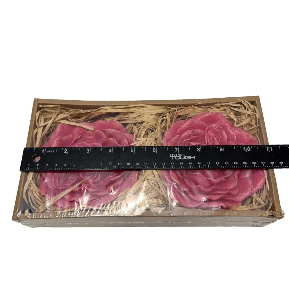 Vintage Pottery Barn Pink Rose Floating Candles Set 2 Large Y2K New in Box